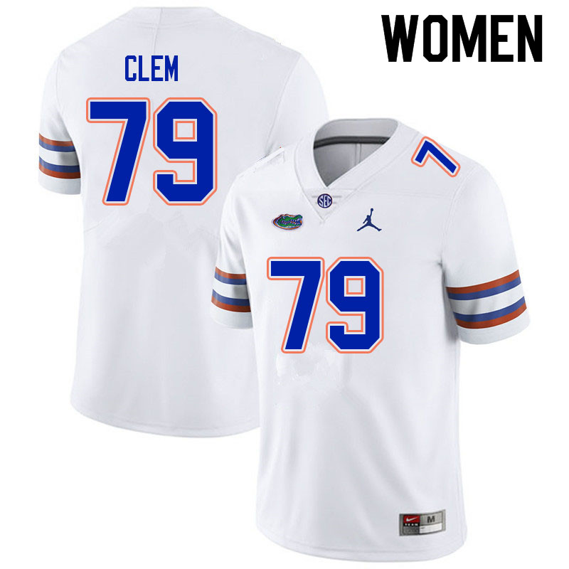 Women #79 Hayden Clem Florida Gators College Football Jerseys Sale-White - Click Image to Close